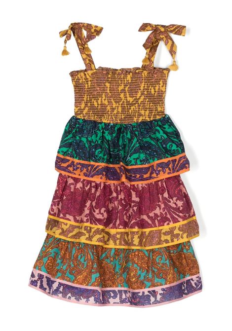 Abito con gonna a balze in multicolore - bambina ZIMMERMANN kids | 3089DTIGSPP